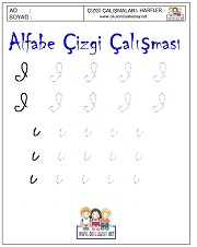 i harfi çizgi çalışması